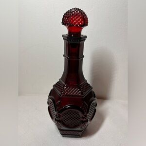 Vintage AVON CAPE COD Ruby Red Glass Decanter with Stopper